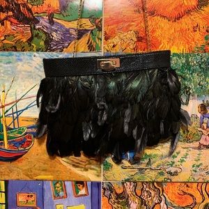 ASOS feather clutch NWOT